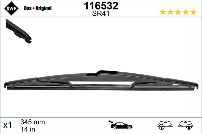Lamela stergator spate SWF Wiper Rear LHD RHD 345 mm