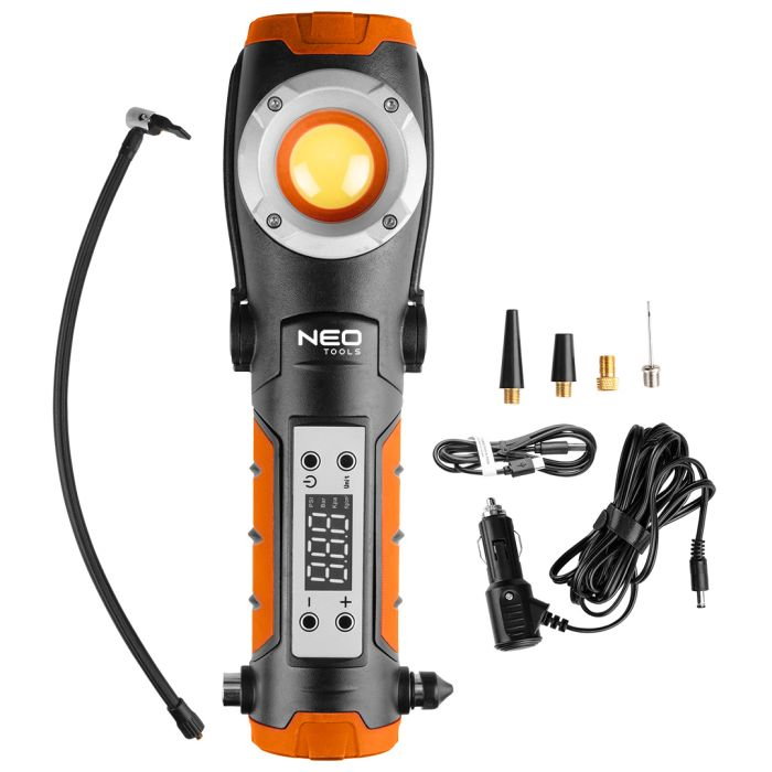 Lampa 4 in 1 (lampa, lanterna, compresor, spargator geamuri), cu acumulator, incarcare USB tip C