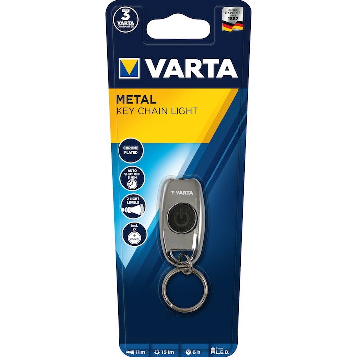 Lanterna LED tip breloc Varta 16603, 15 lm, 2xCR2016, baterii incluse