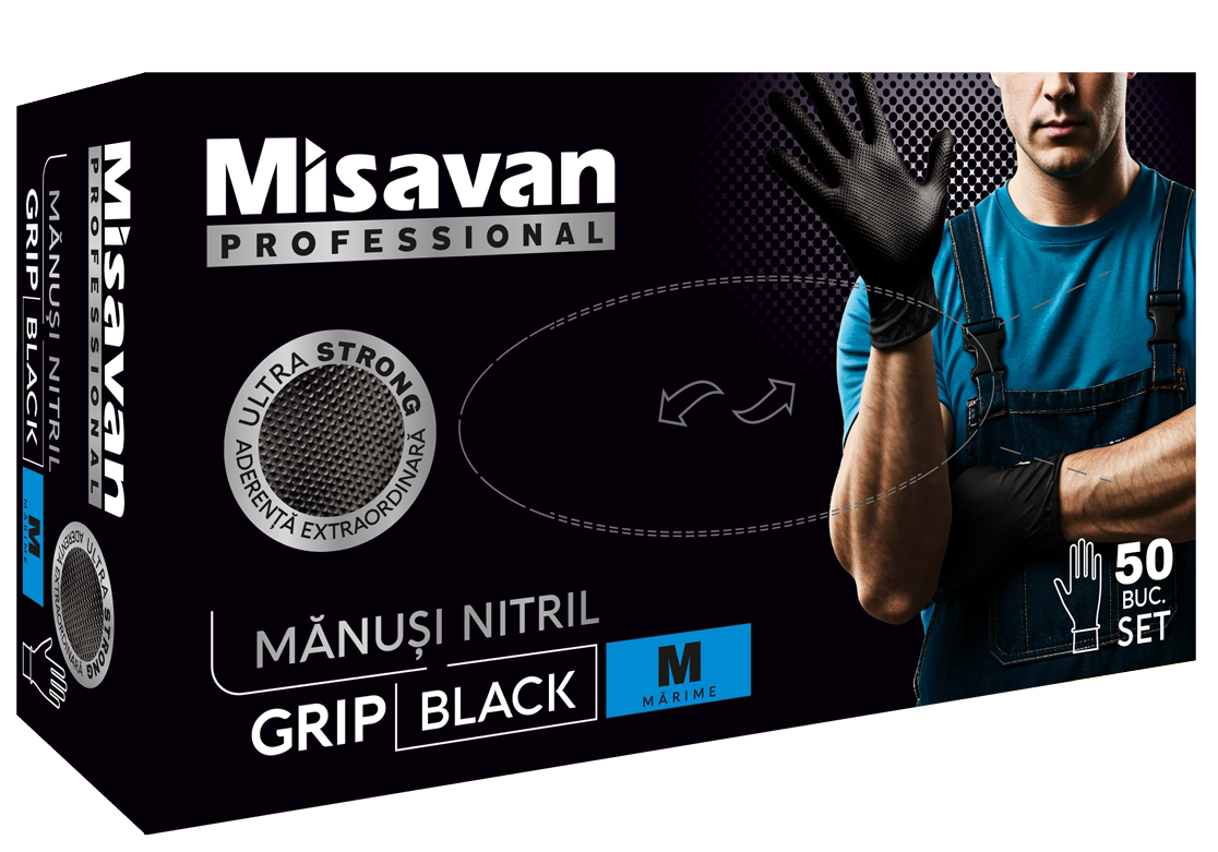 Manusi nitril Grip Misavan - negru - marimea M 50 buc.