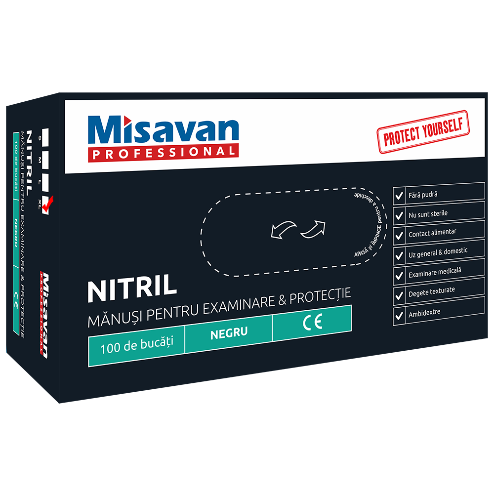 Manusi nitril Misavan, negru XL