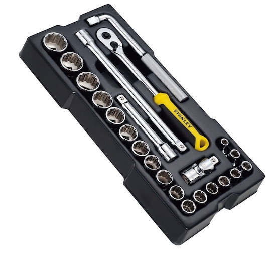 Modul de chei tubulare STANLEYr TRANSMODULE SYSTEMtm de 1 2 in., 12 puncte, 23 buc.