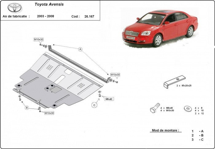Scut metalic motor, cutie de viteza