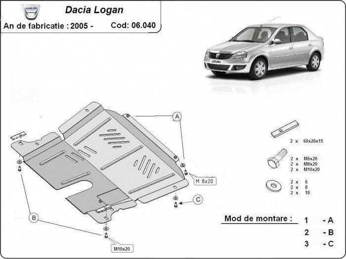 Scut metalic motor, cutie de viteza
