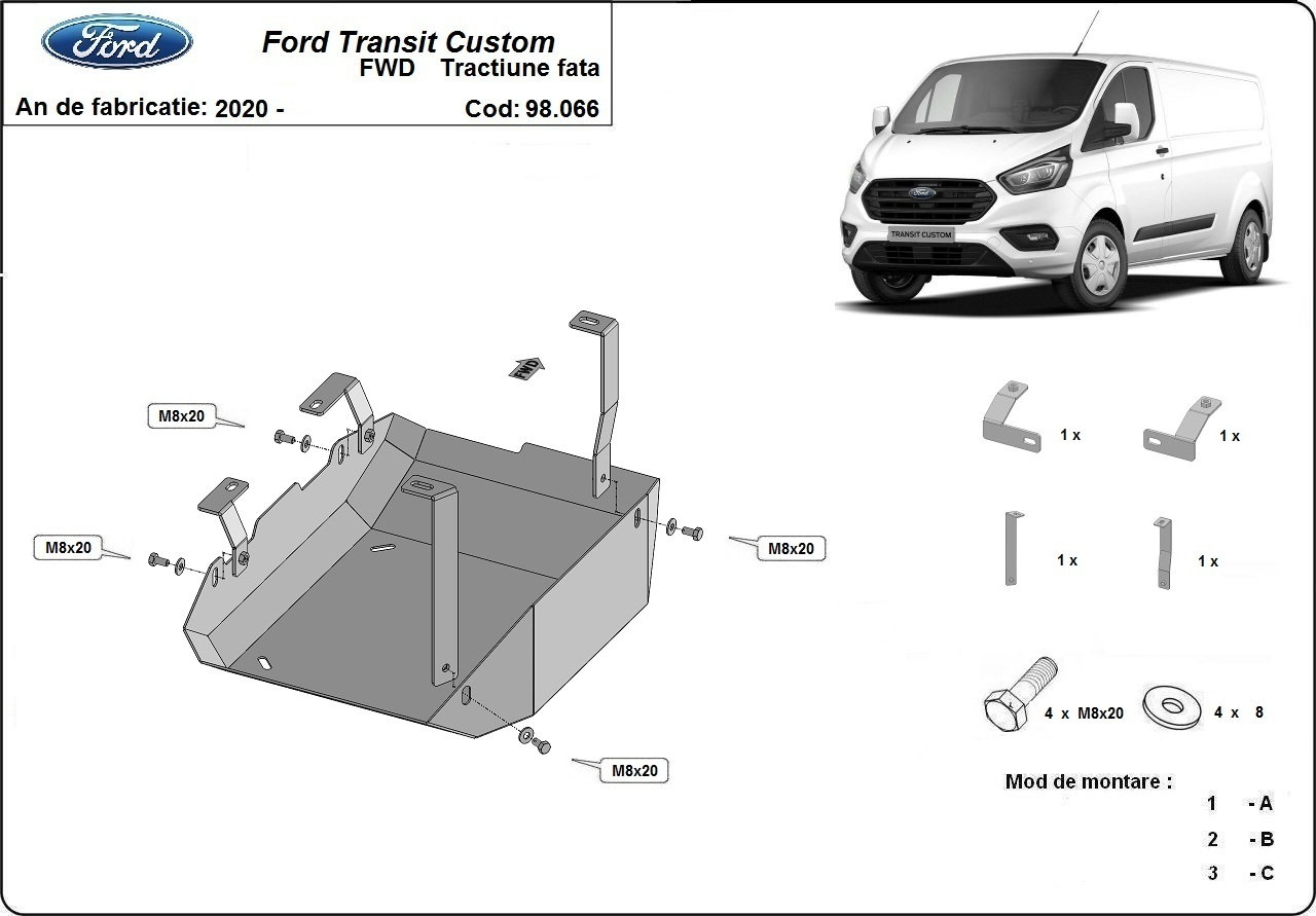 Scut metalic motor FORD Transit Custom