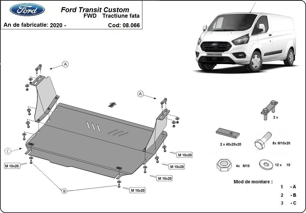 Scut metalic motor FORD Transit Custom