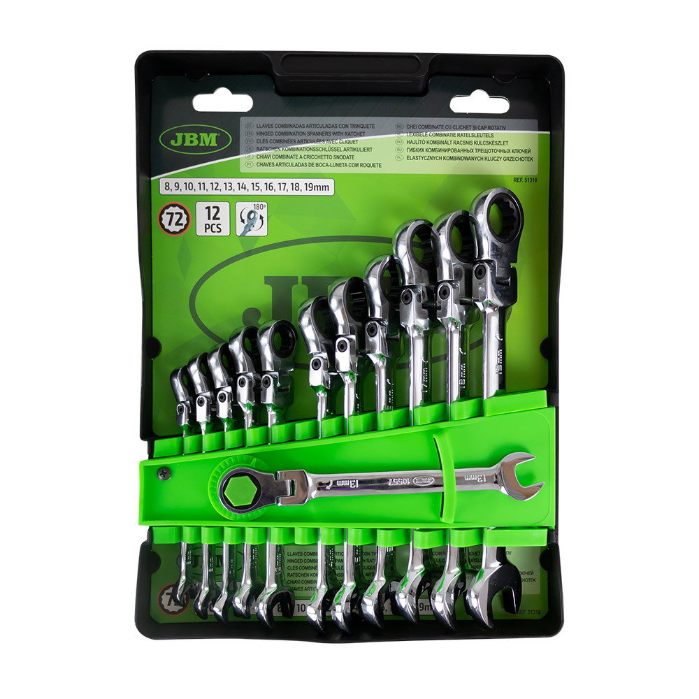 Set 12 chei combinate cu clichet articulate 8-19 mm