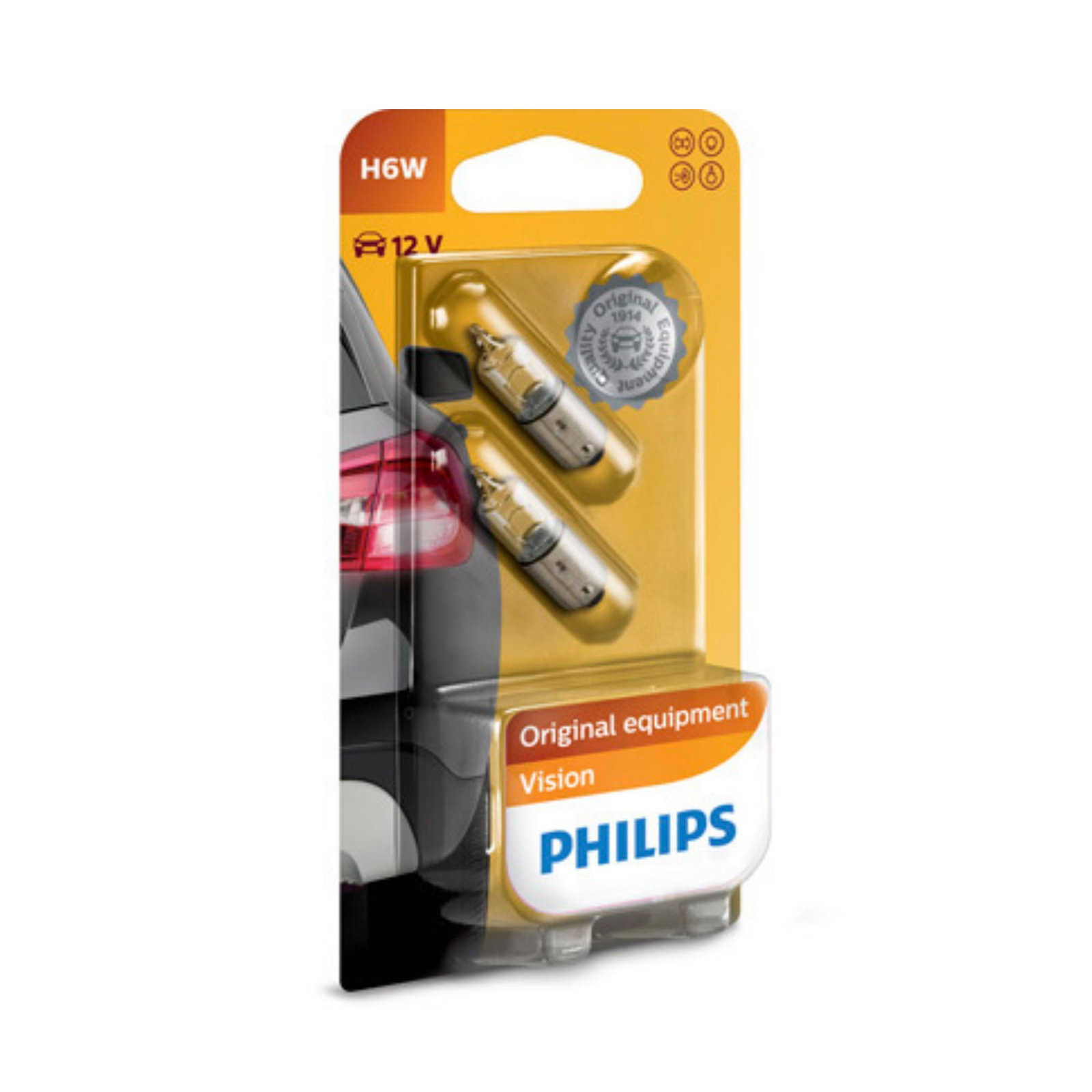 Set 2 Becuri 12V H6W BAX9S (Blister) Vision Philips