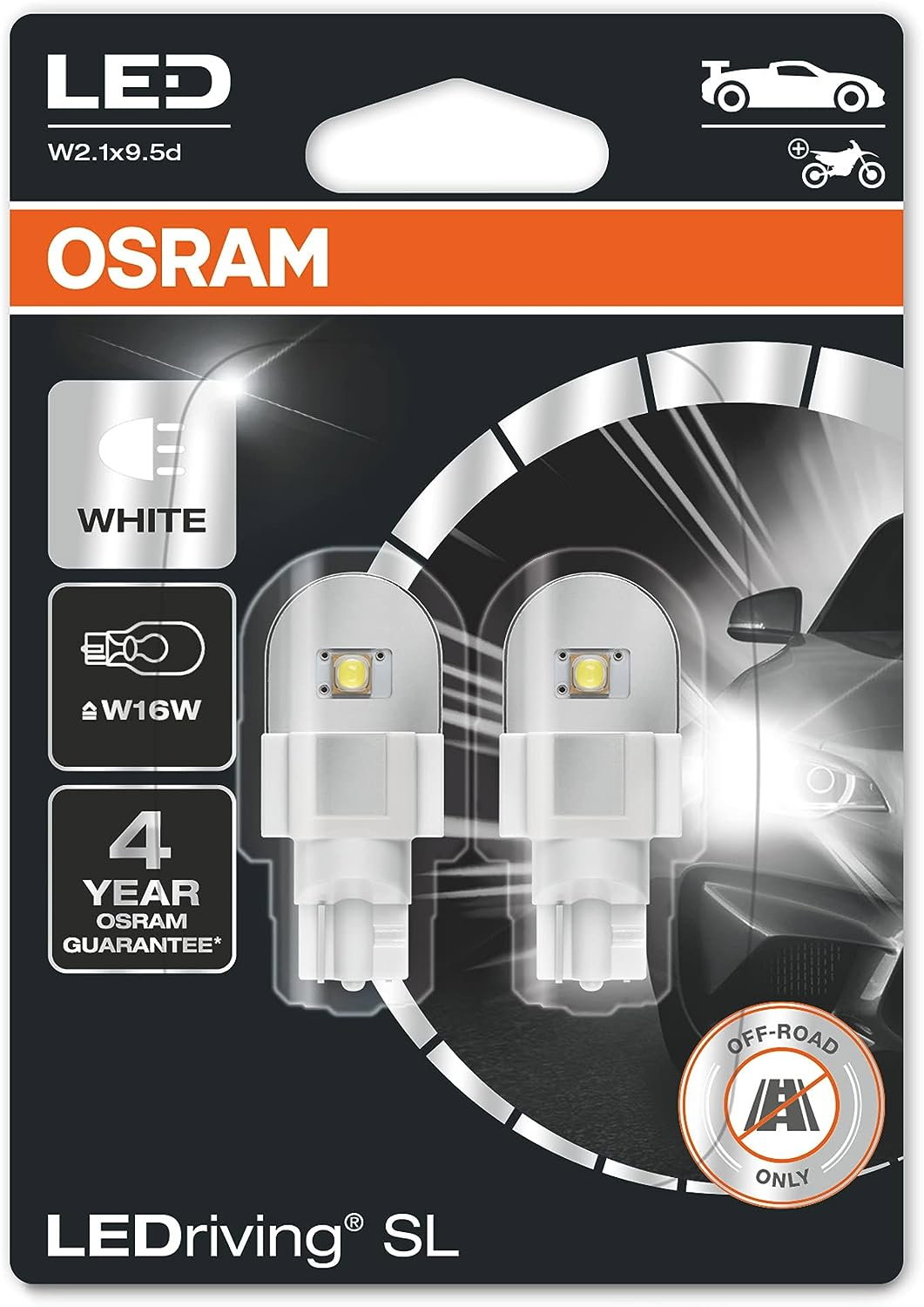 Set 2 becuri LED Osram LEDriving SL W16W White 6000K 12V