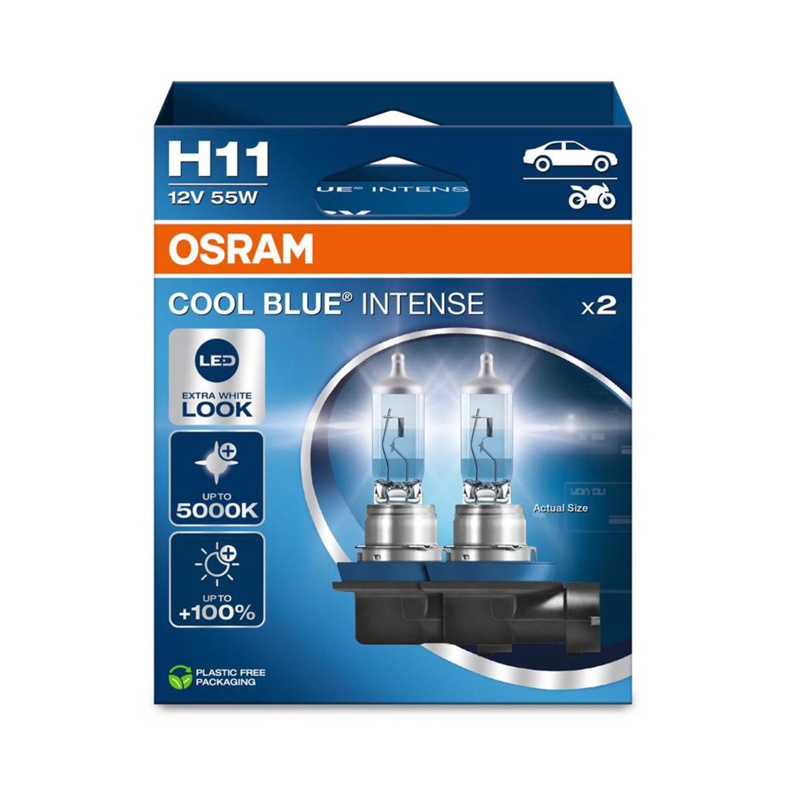 Set 2 becuri H11 12V 55W Osram Cool Blue Intense NextGen