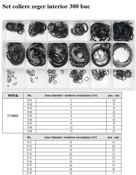 Set coliere zeger interior 300 buc