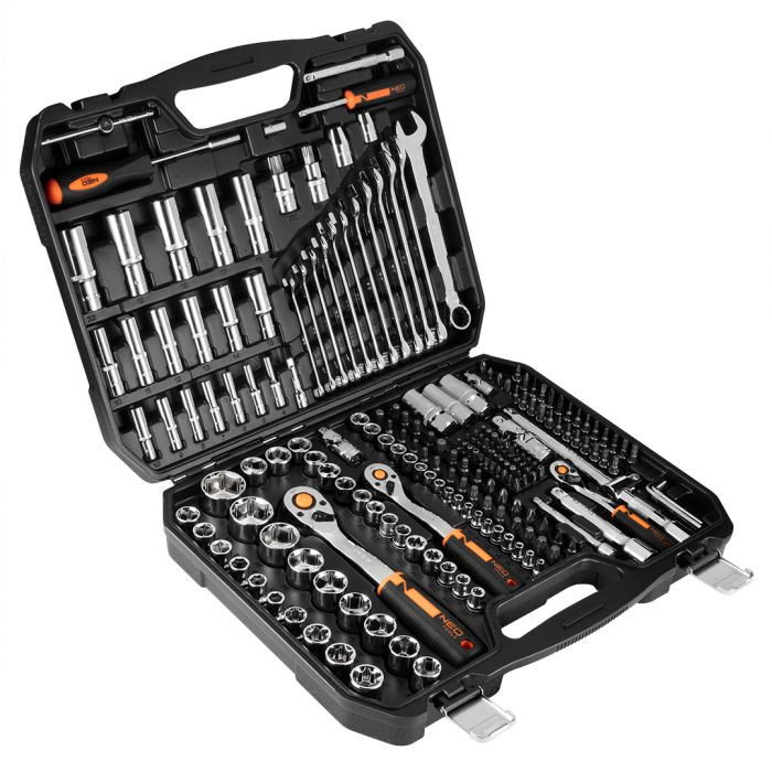 Set de chei cu clichet 1 4 , 3 8 , 1 2 , multifunctionale, 219 de piese