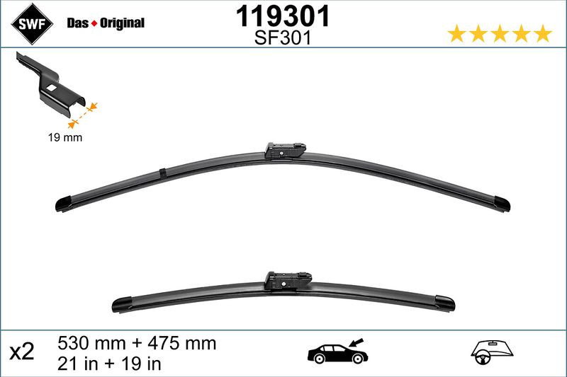 Set lamela stergator SWF Wiper FB OE LHD 530 475 mm