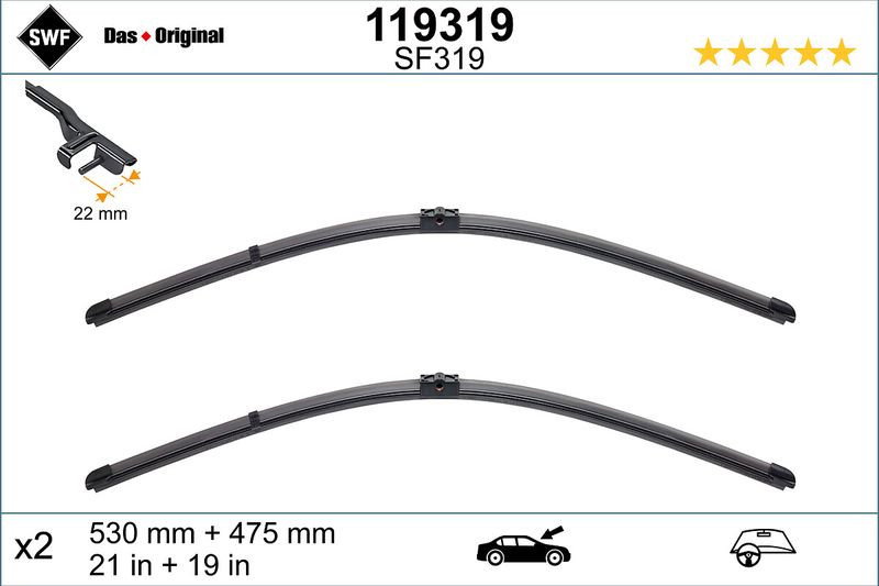 Set lamela stergator SWF Wiper FB OE LHD 530 475 mm