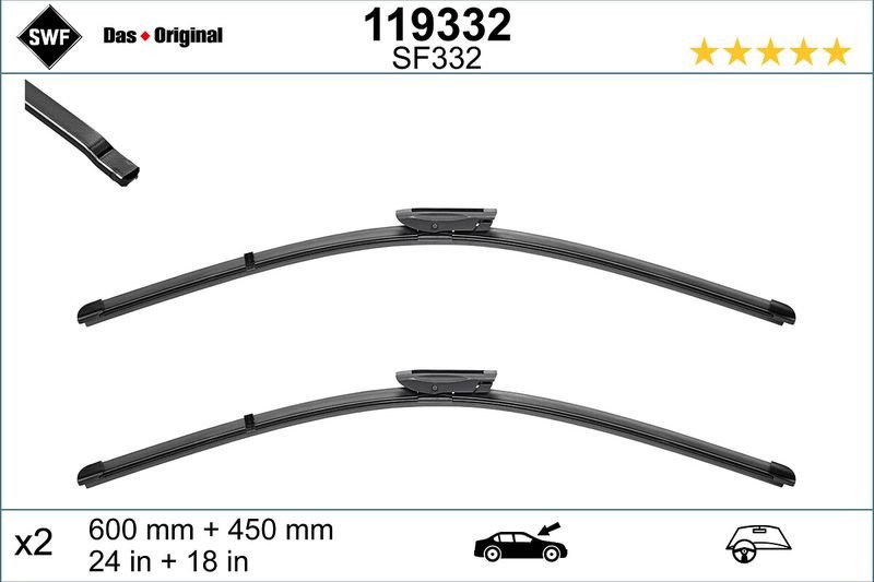 Set lamela stergator SWF Wiper FB OE LHD 600 450 mm