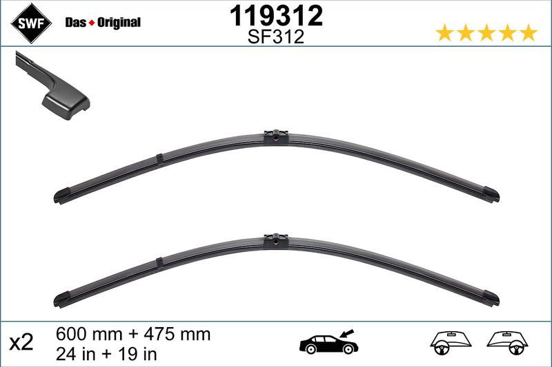 Set lamela stergator SWF Wiper FB OE LHD 600 475 mm