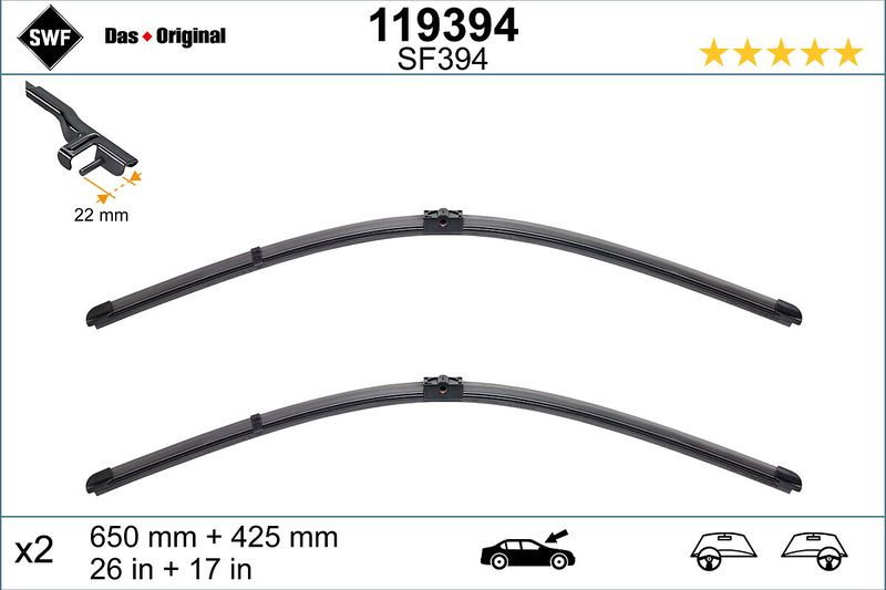 Set lamela stergator SWF Wiper FB OE LHD 650 425 mm