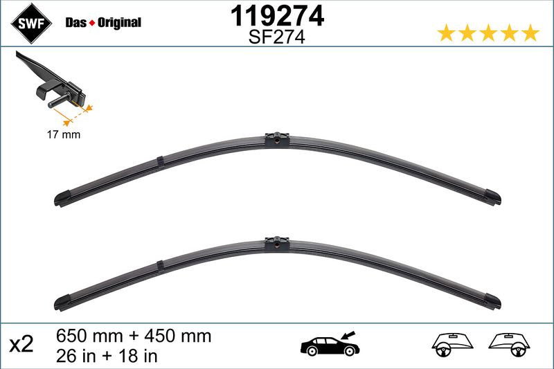 Set lamela stergator SWF Wiper FB OE LHD 650 450 mm