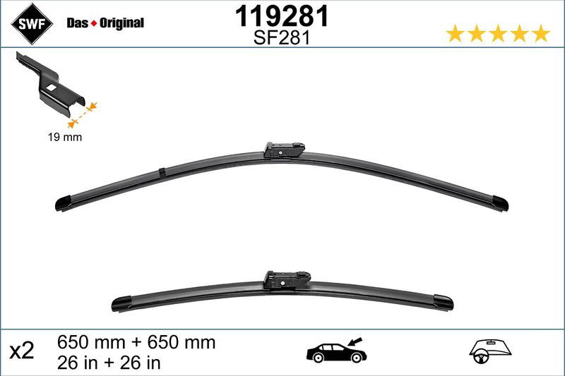 Set lamela stergator SWF Wiper FB OE LHD 650 650 mm
