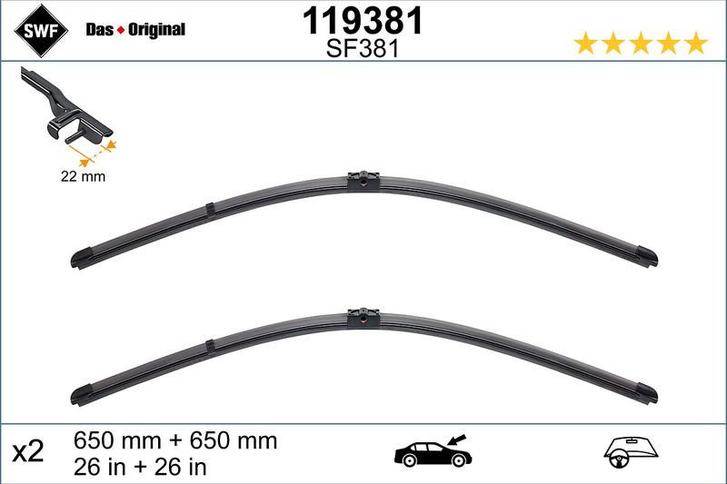 Set lamela stergator SWF Wiper FB OE LHD 650 650 mm