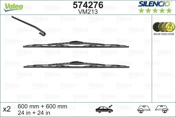 Set lamela stergator Valeo Silencio 600 600 mm
