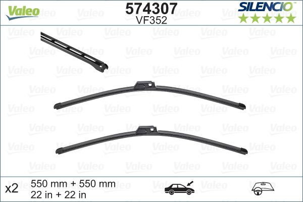 Set lamela stergator Valeo Silencio FlatBlade OE 550 550 mm