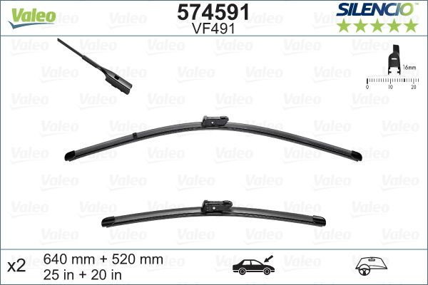Set lamela stergator Valeo Silencio FlatBlade OE 640 520 mm