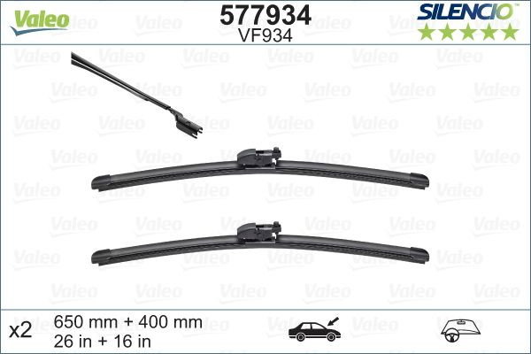 Set lamela stergator Valeo Silencio FlatBlade OE 650 400 mm