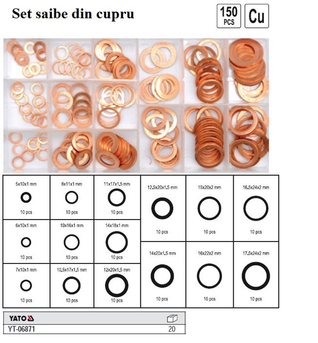 Set saibe din cupru 150 piese