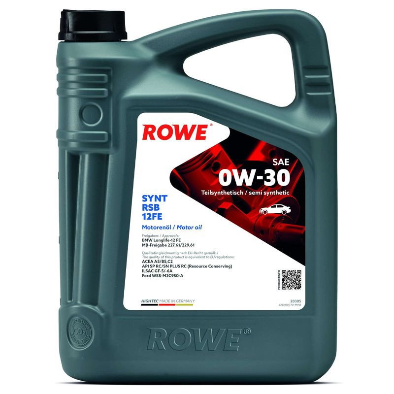 Ulei motor turisme Rowe HighTec Synt RSB 12FE 0W30 5L