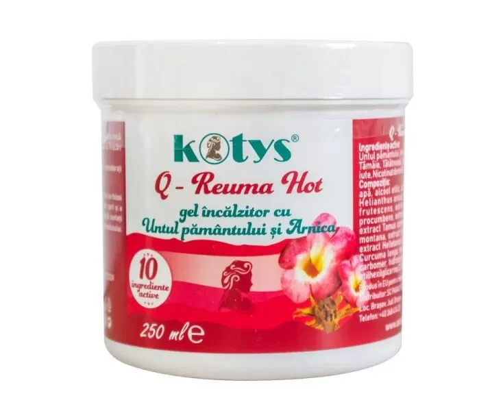 CREME ANTIINFLAMATOARE-CIRCULAȚIE - KOTYS GEL INCALZITOR Q REUMA HOT  250 ML