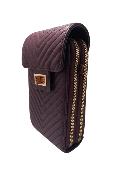 Borseta Chevron  cu design matlasat in V si detalii aurii elegante [6]