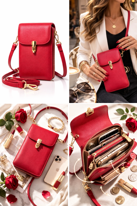 Borseta Crossbody Scarlet Rosie din piele ecologica [2]