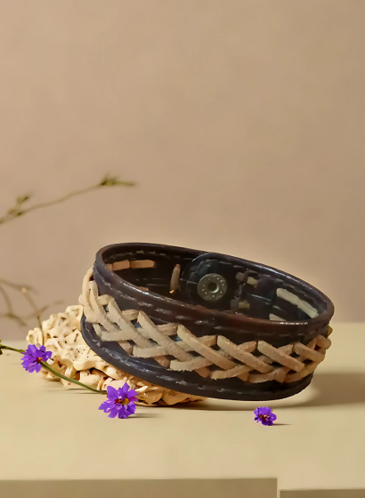 Bratara de Piele Naturala Emira Brown frontala [3]