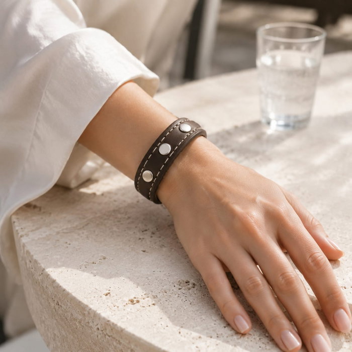 Bratara Rivet Silver, 3 Aplicatii, Piele Naturala [2]