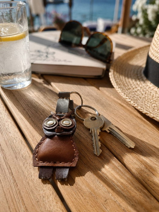Breloc Bufnita Handmade Piele Naturala Titi Valenti [3]