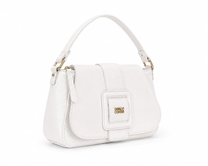 Camille White Gold  – Geanta Dama Bej cu Catarama Mare [4]