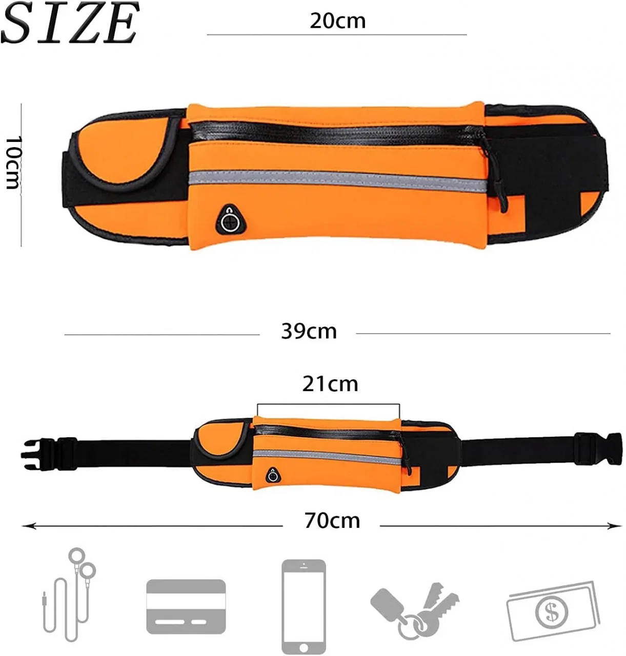 Centura drumetii cu suport telefon si casti – portocaliu/negru [4]