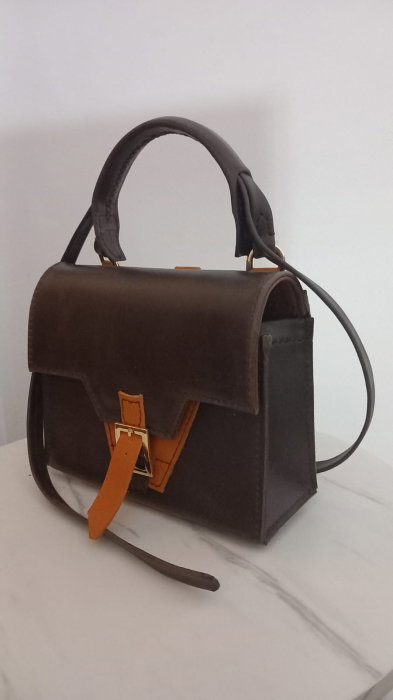Dark Caramel — Geantă Handmade Piele Naturală Maro Ciocolatiu [5]