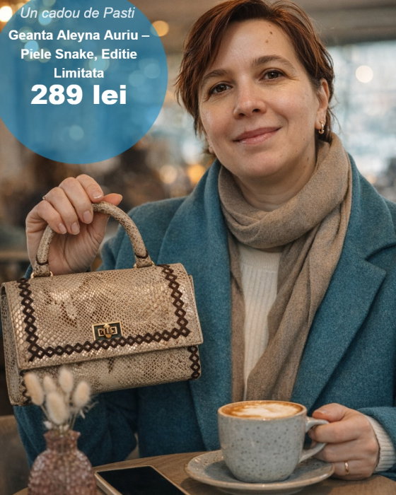 Geanta Aleyna Auriu – Piele Snake, Editie Limitata [2]