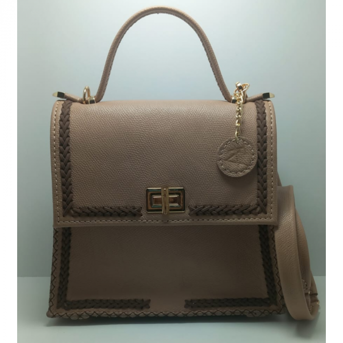 Geanta Ceyda din piele naturala Beige Choco [3]
