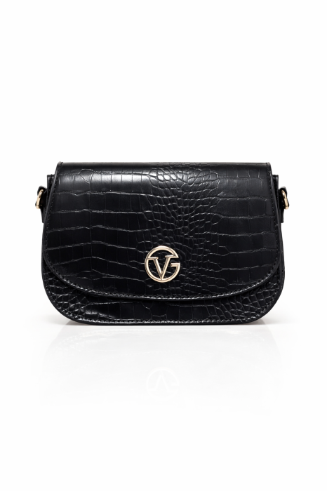 Geanta Crossbody din Piele Ecologica Negru Croco [5]
