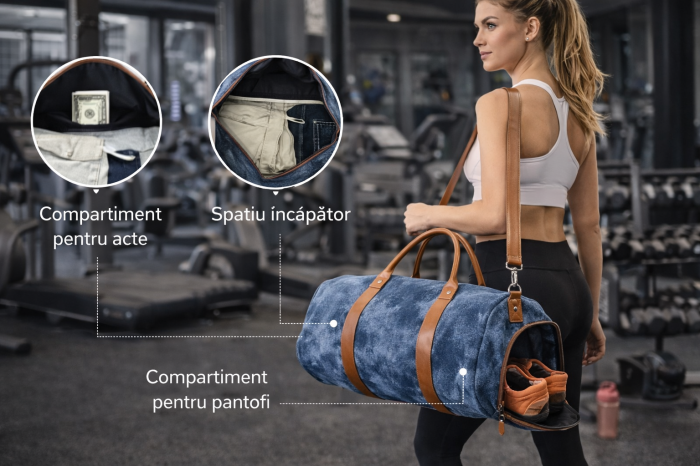 Geanta de voiaj,textil denim [2]