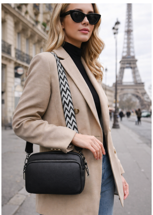 Geanta de Dama din Piele Naturala Neagra – Sofia Crossbody [3]