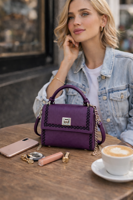 Geanta de mana Piele Olga Purple [2]