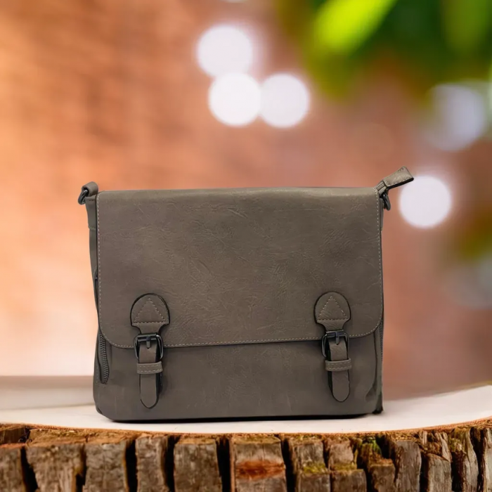 Geanta de Piele Eco Grey Zip [2]