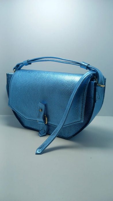 Geantă Handmade Piele Naturală Electric Blue [5]
