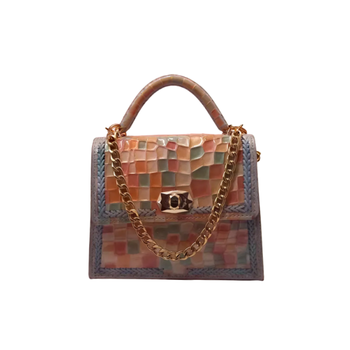 Geantă handmade din piele naturală mozaic pastel Titi Valenti [1]