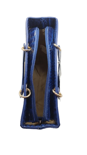 Geanta Royal Blue Croco Chic din piele ecologica [4]