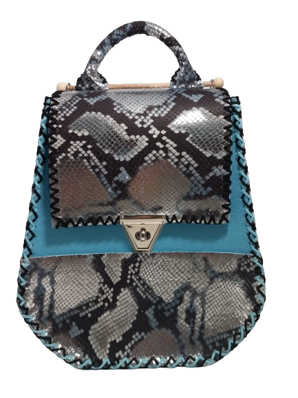 Rucsac Handmade Piele Snake, 2 Culori, Albastru [1]